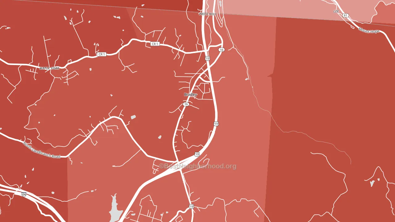 25818, WV block-group political-lean map