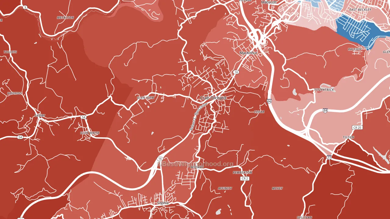 25827, WV block-group political-lean map