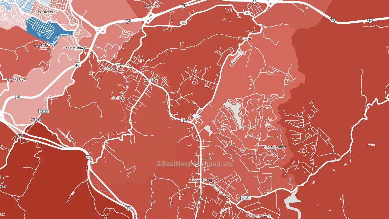 25832, WV block-group political-lean map