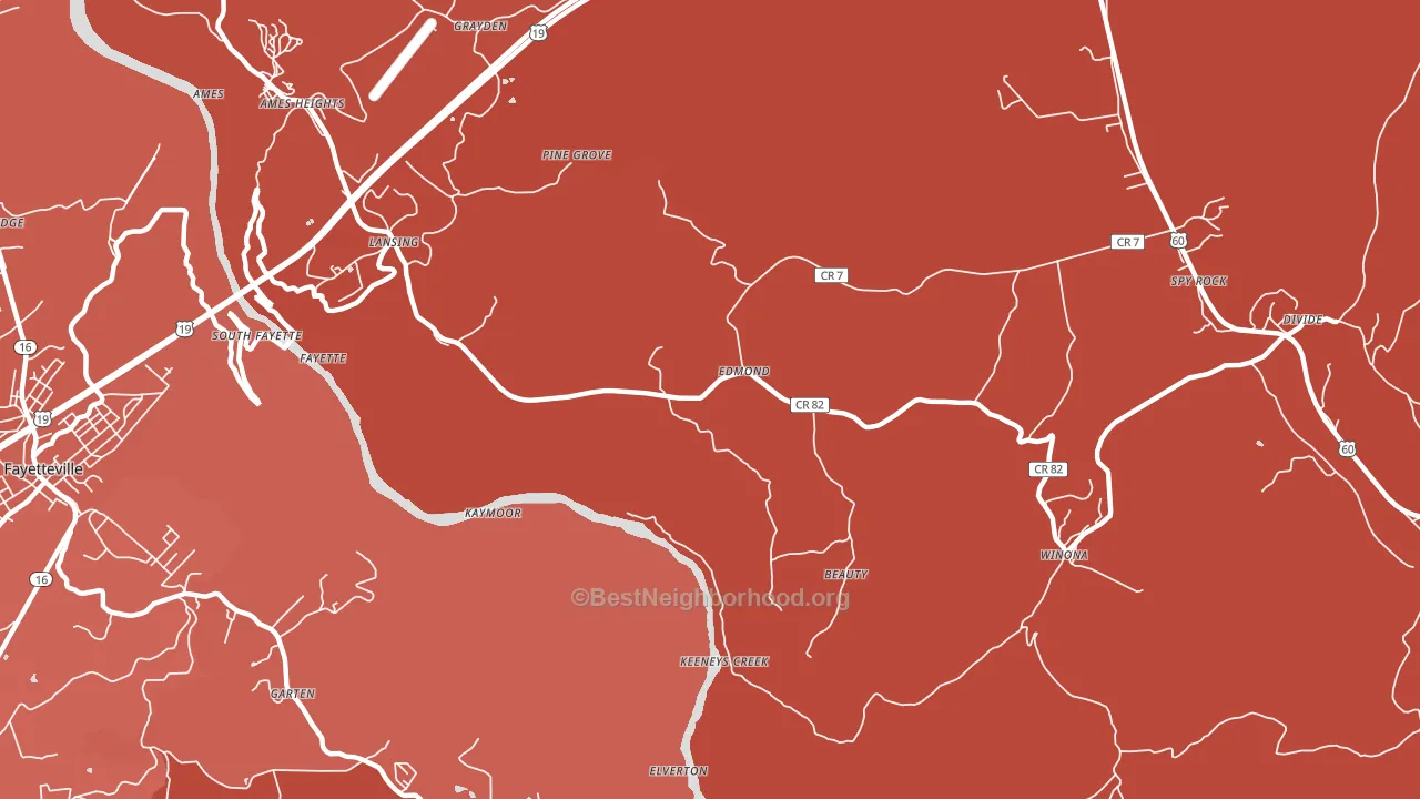 25837, WV block-group political-lean map