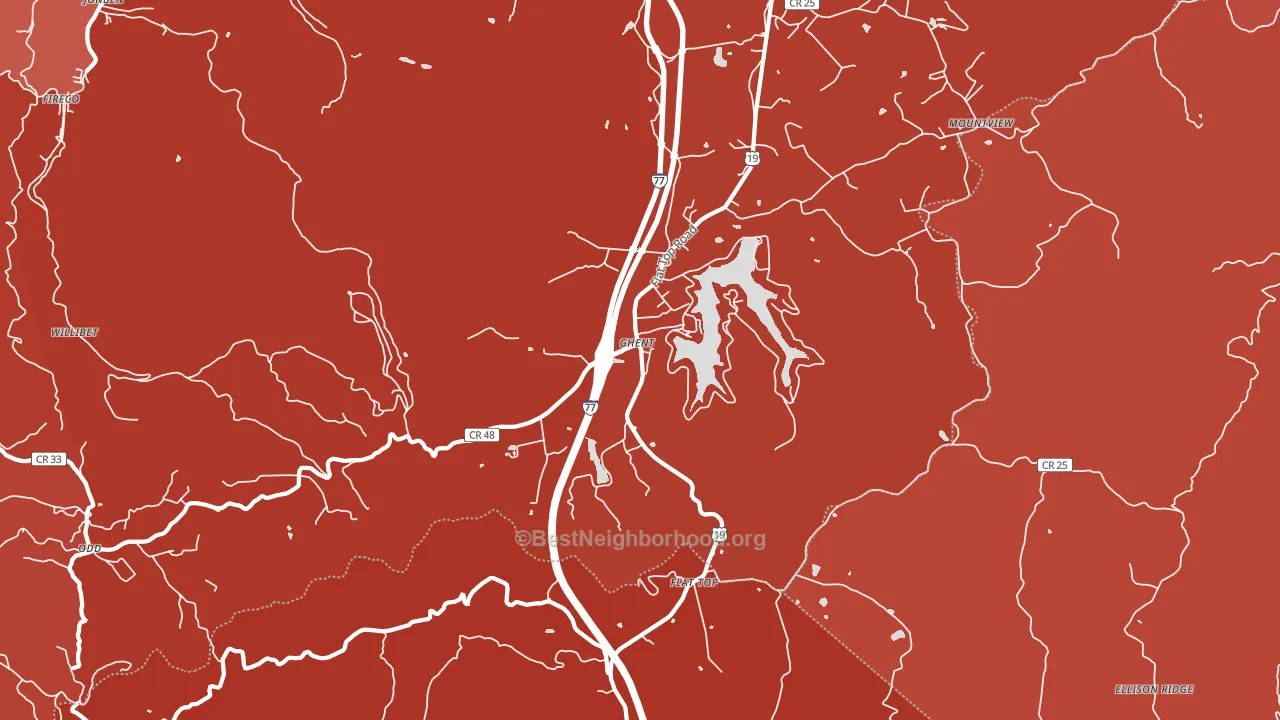 25843, WV block-group political-lean map