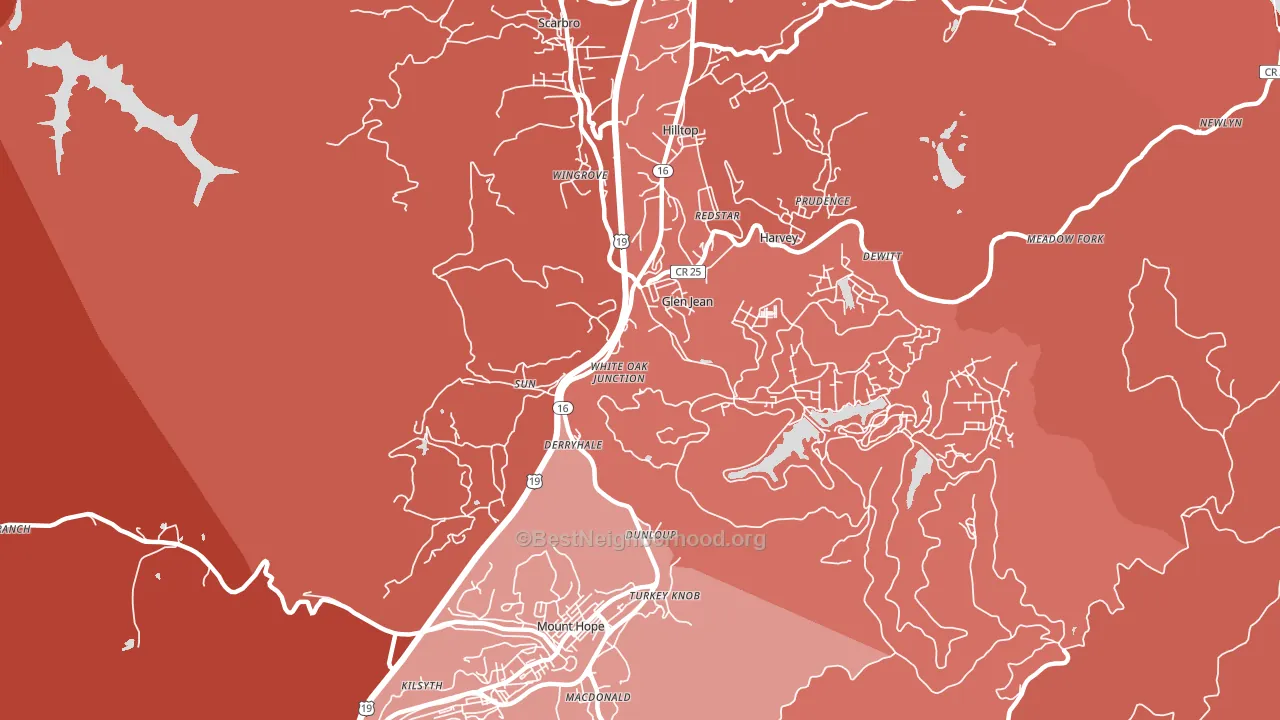 25846, WV block-group political-lean map