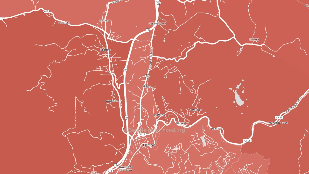 25855, WV block-group political-lean map