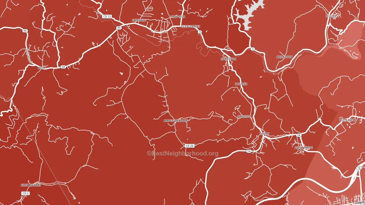25865, WV block-group political-lean map
