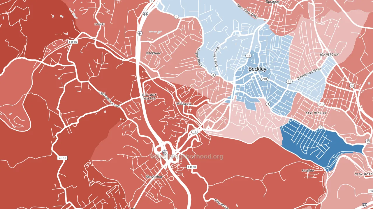 25871, WV block-group political-lean map