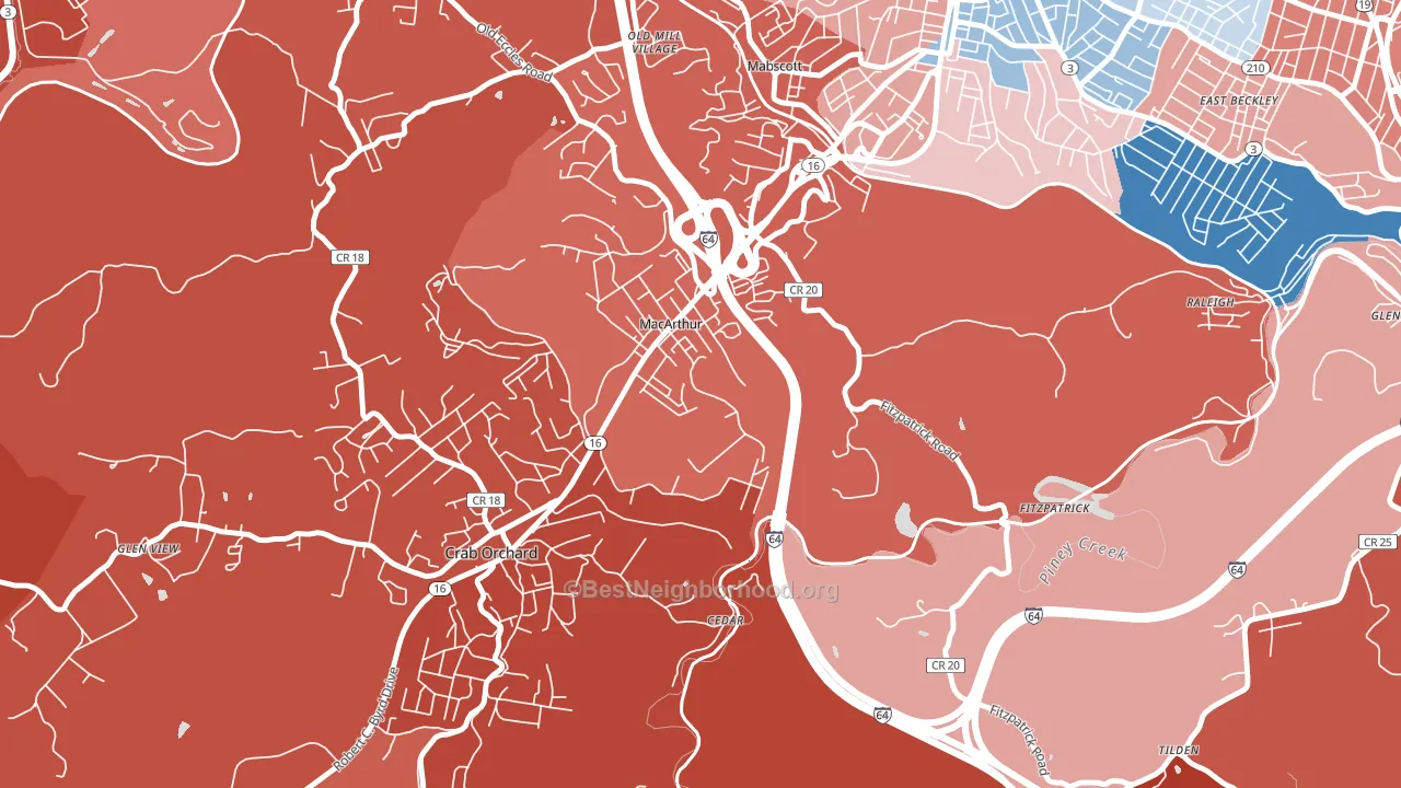 25873, WV block-group political-lean map