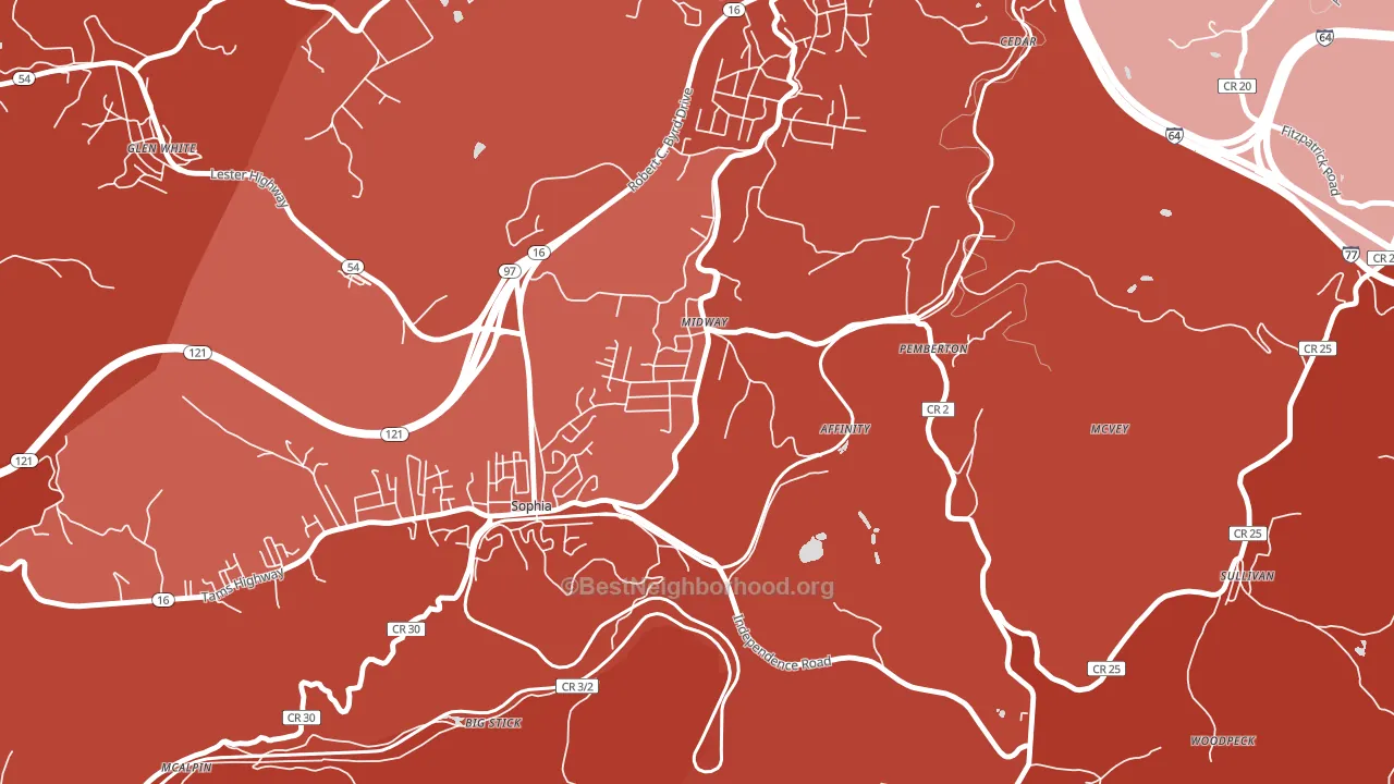 25878, WV block-group political-lean map