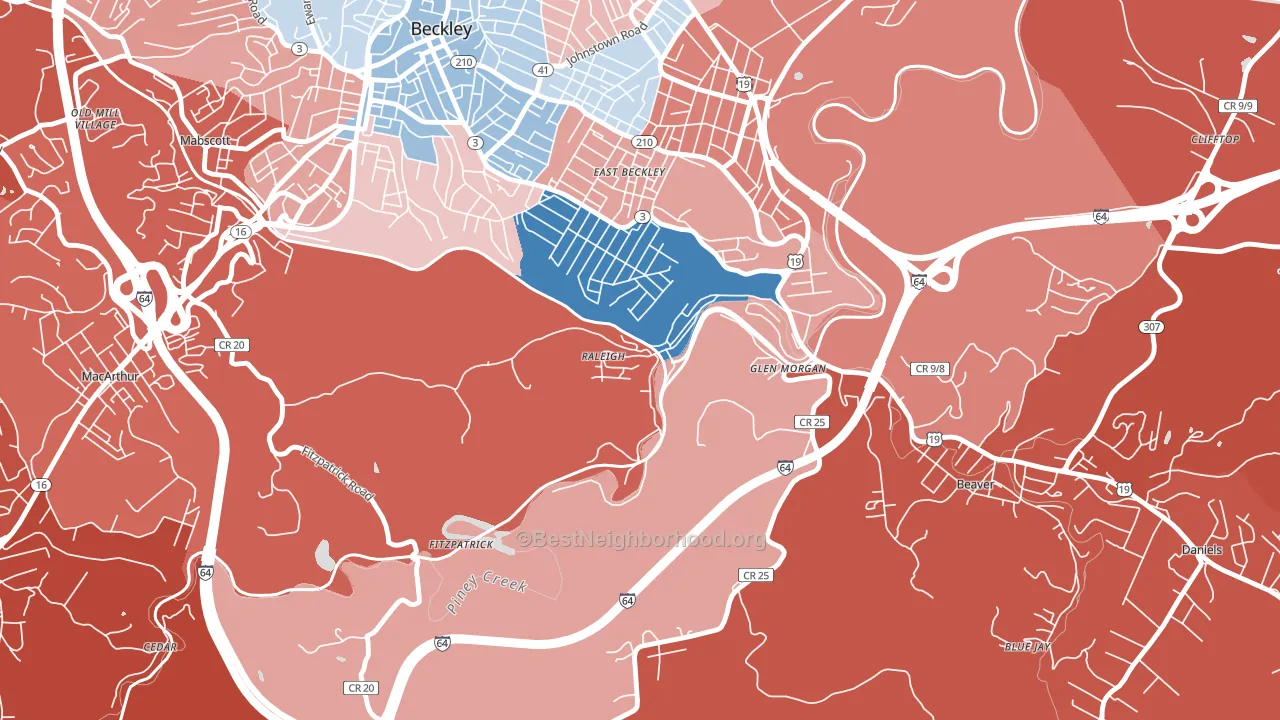 25911, WV block-group political-lean map