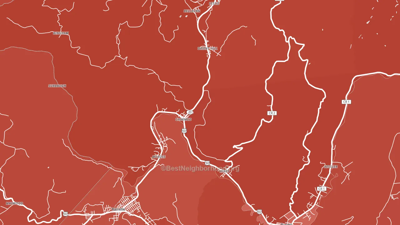 25958, WV block-group political-lean map