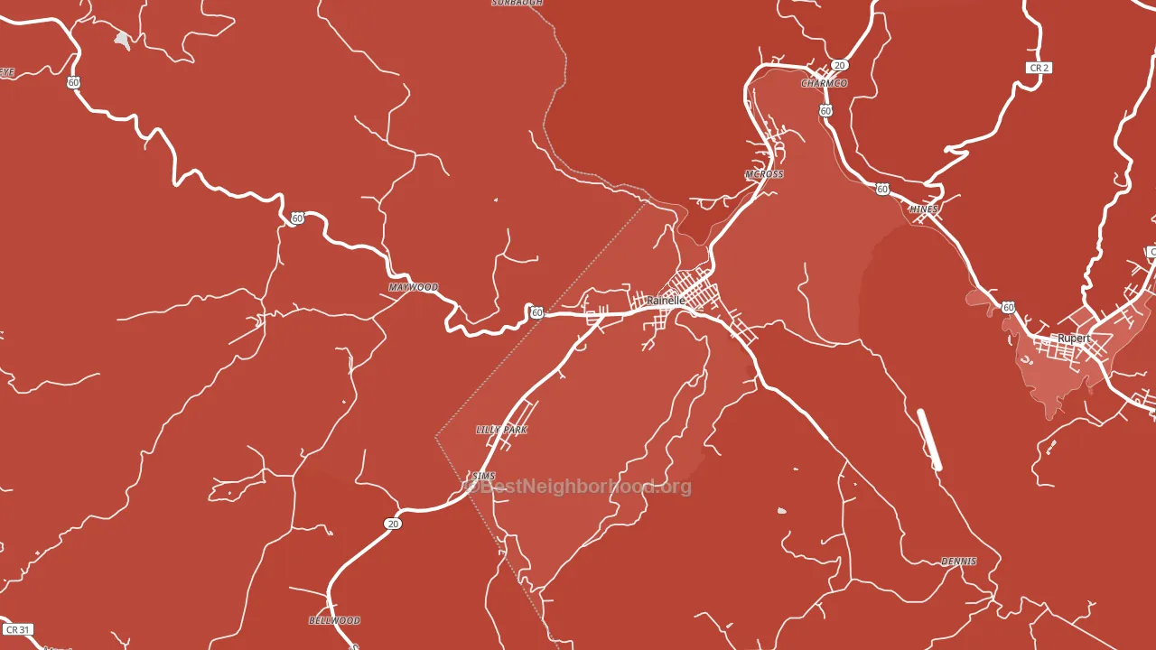 25962, WV block-group political-lean map