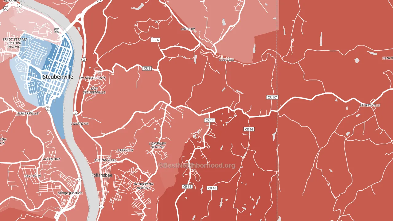 26035, WV block-group political-lean map