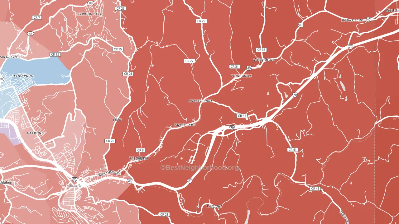 26059, WV block-group political-lean map