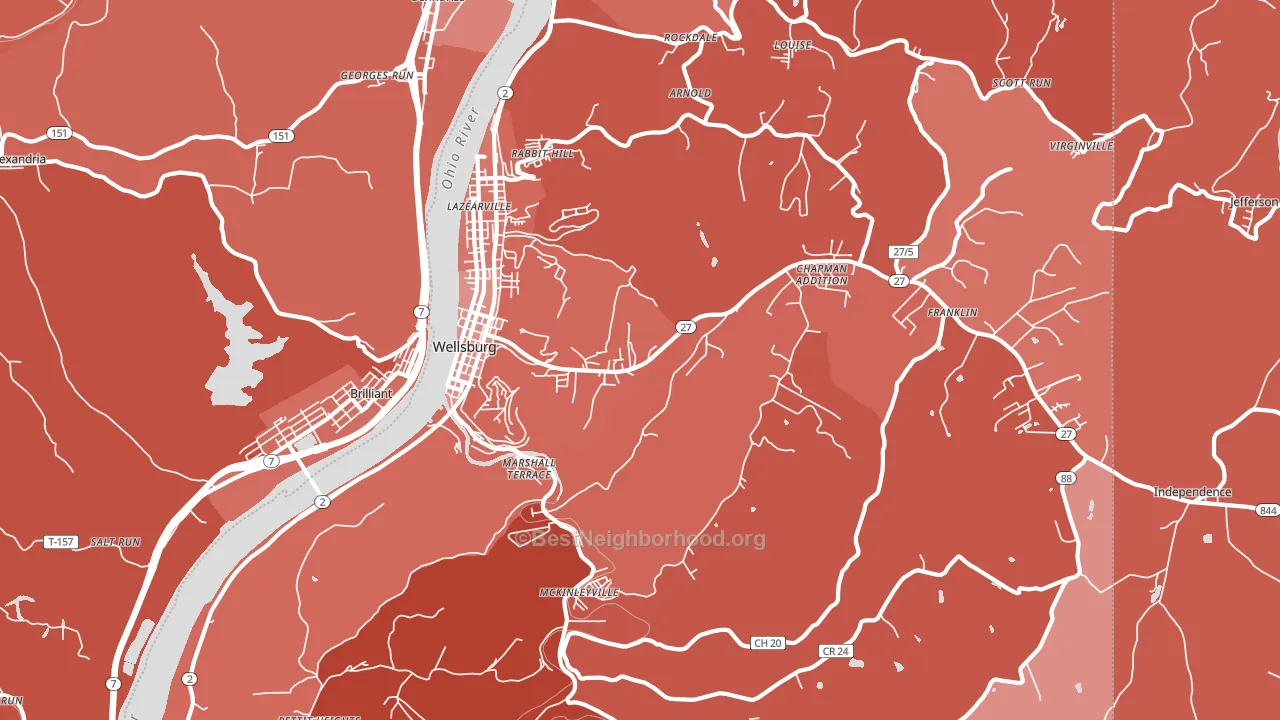26070, WV block-group political-lean map