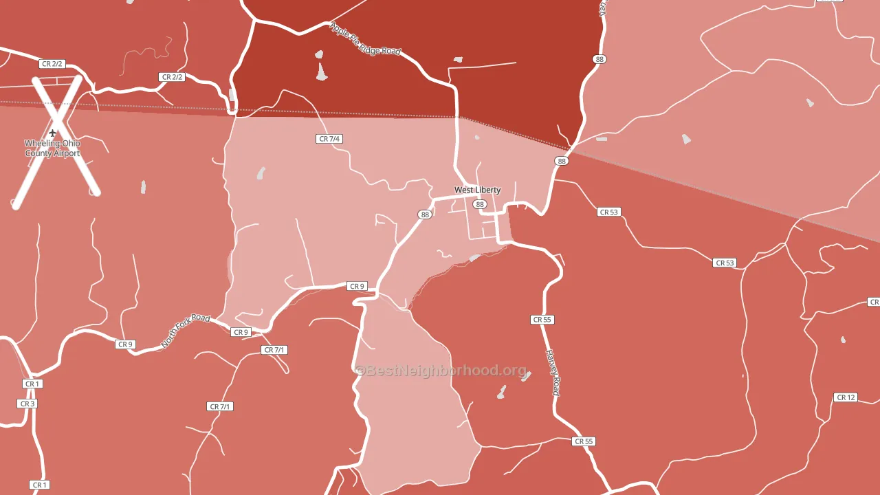 26074, WV block-group political-lean map