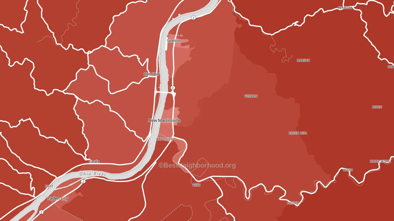 26155, WV block-group political-lean map