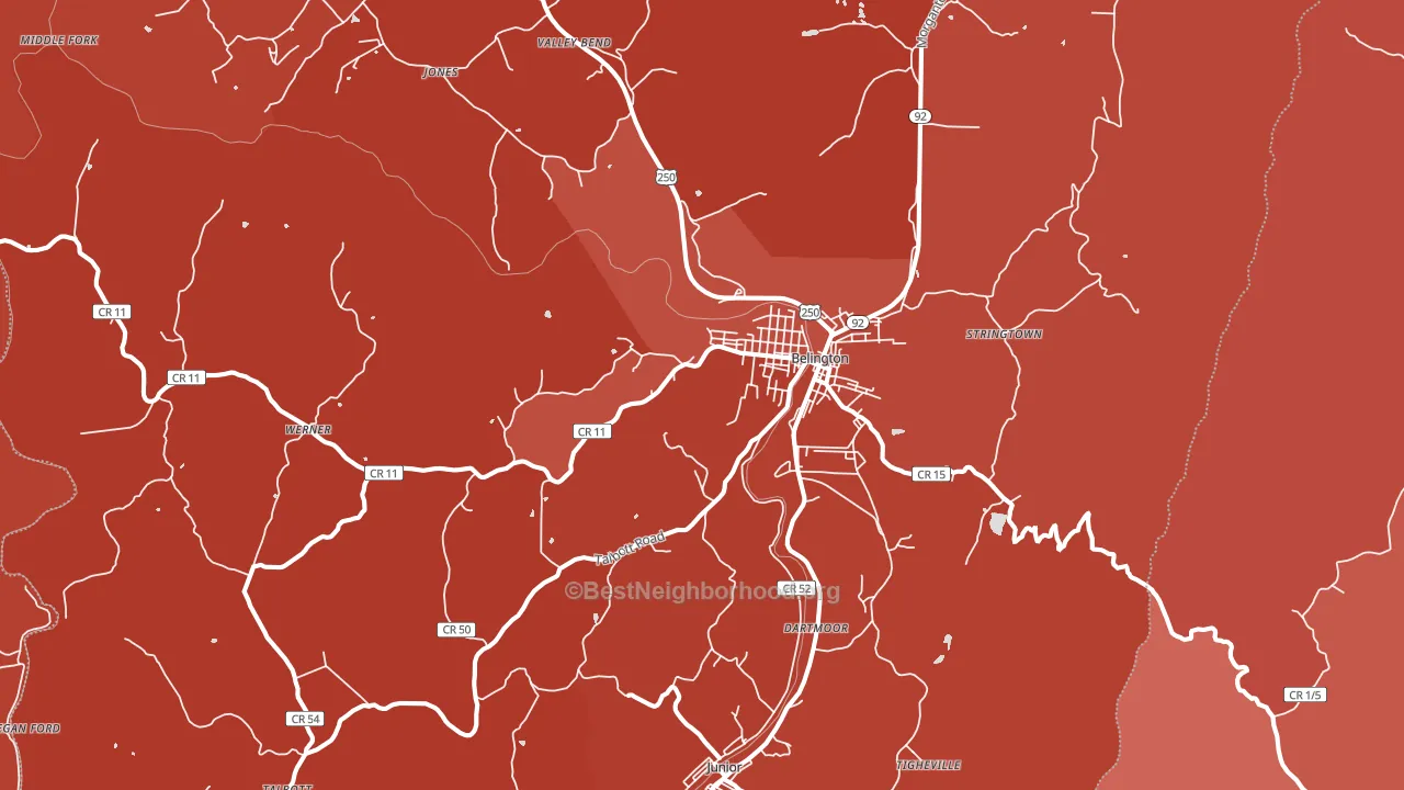 26250, WV block-group political-lean map