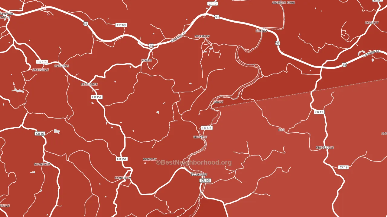 26267, WV block-group political-lean map