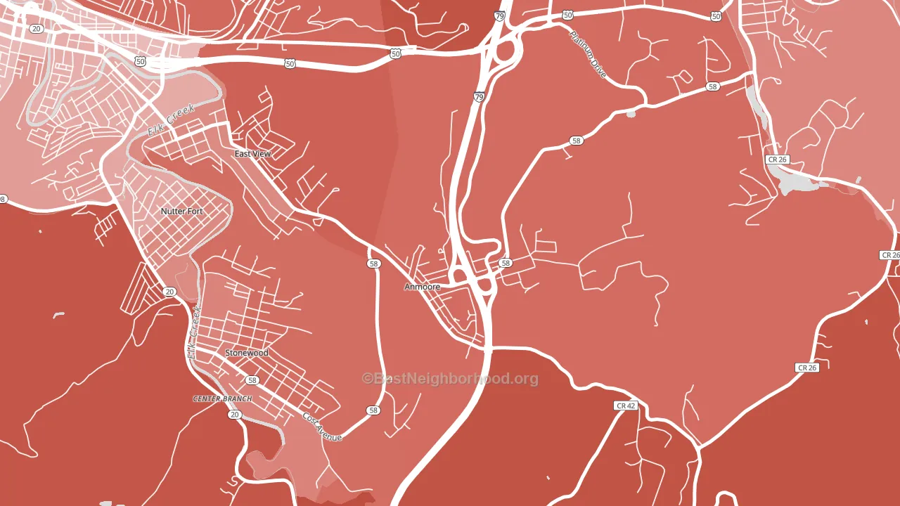 26323, WV block-group political-lean map