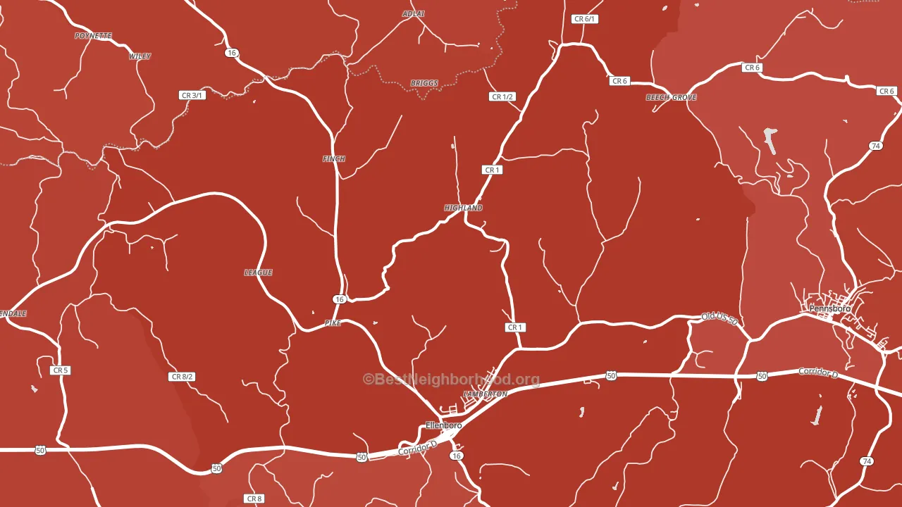 26346, WV block-group political-lean map