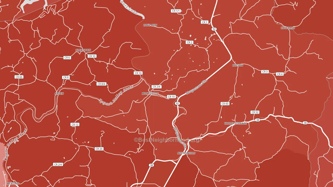 26405, WV block-group political-lean map