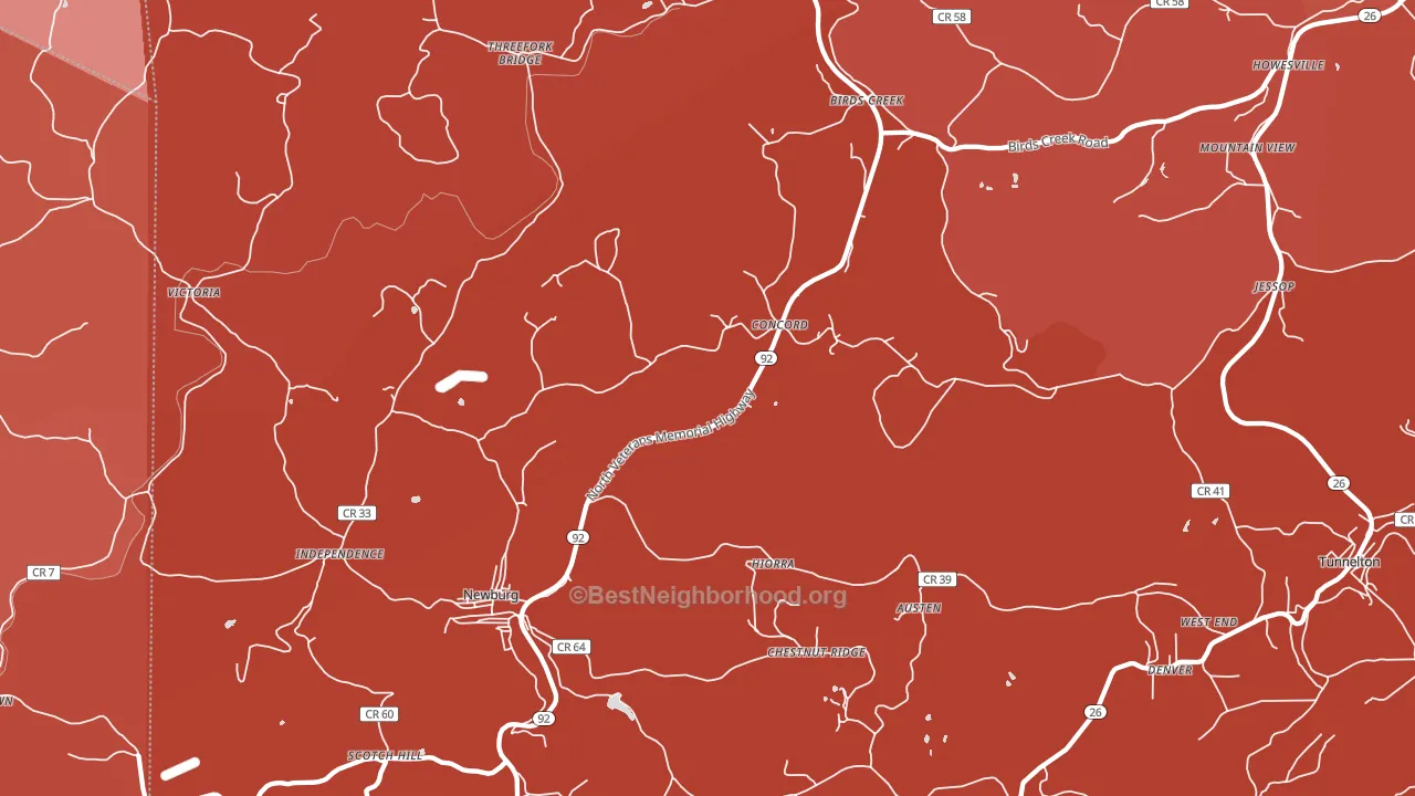 26410, WV block-group political-lean map