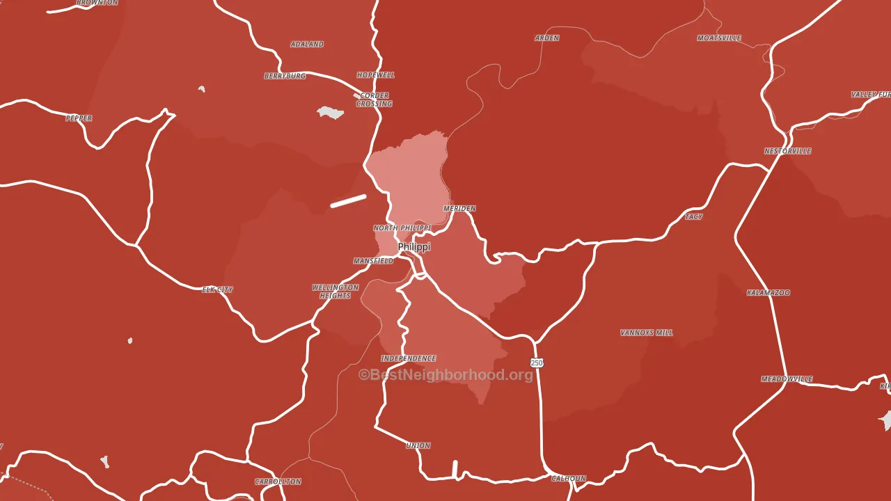 26416, WV block-group political-lean map