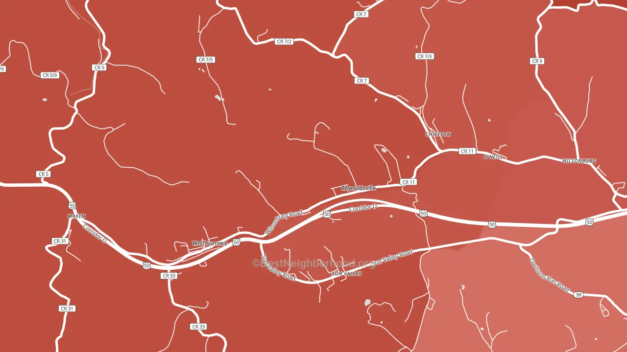 26422, WV block-group political-lean map