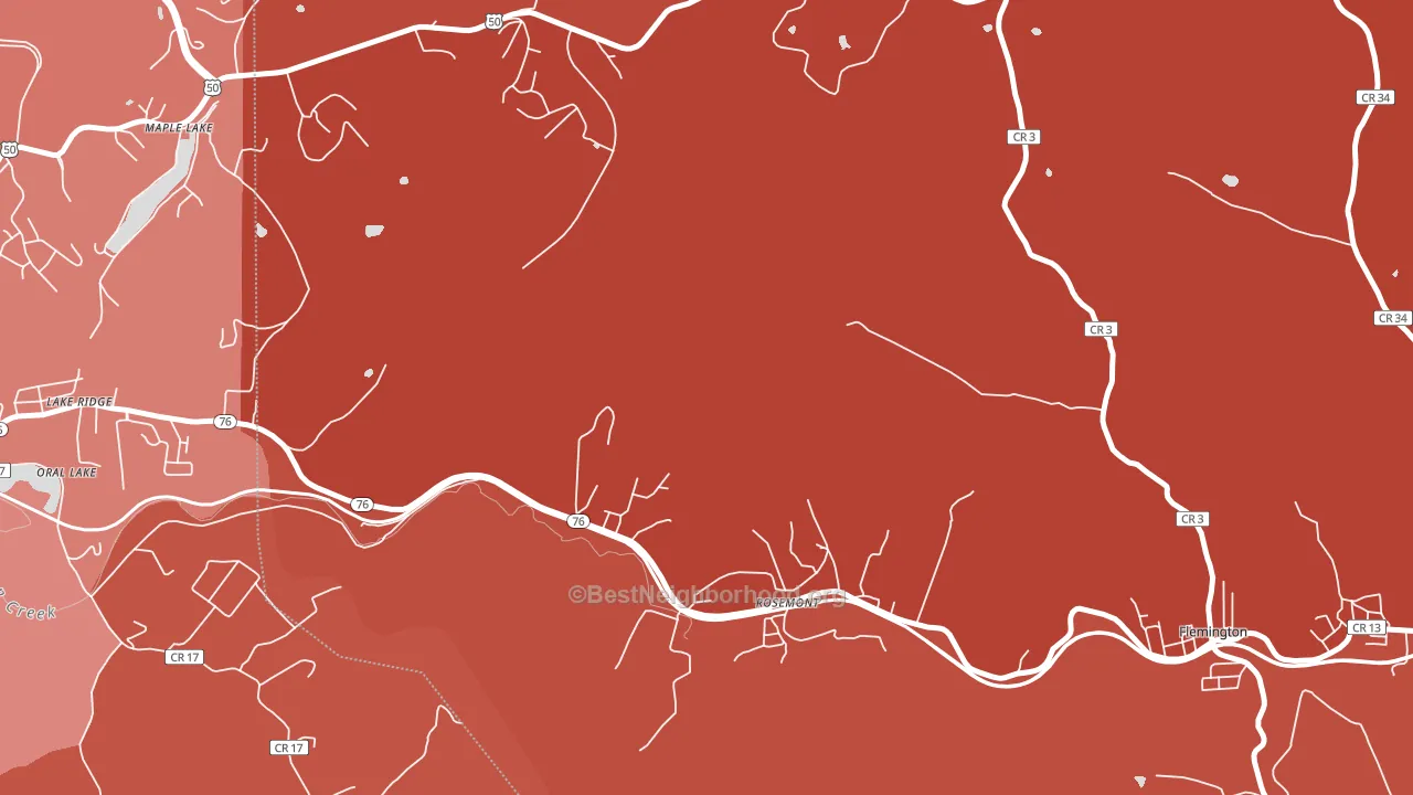 26424, WV block-group political-lean map