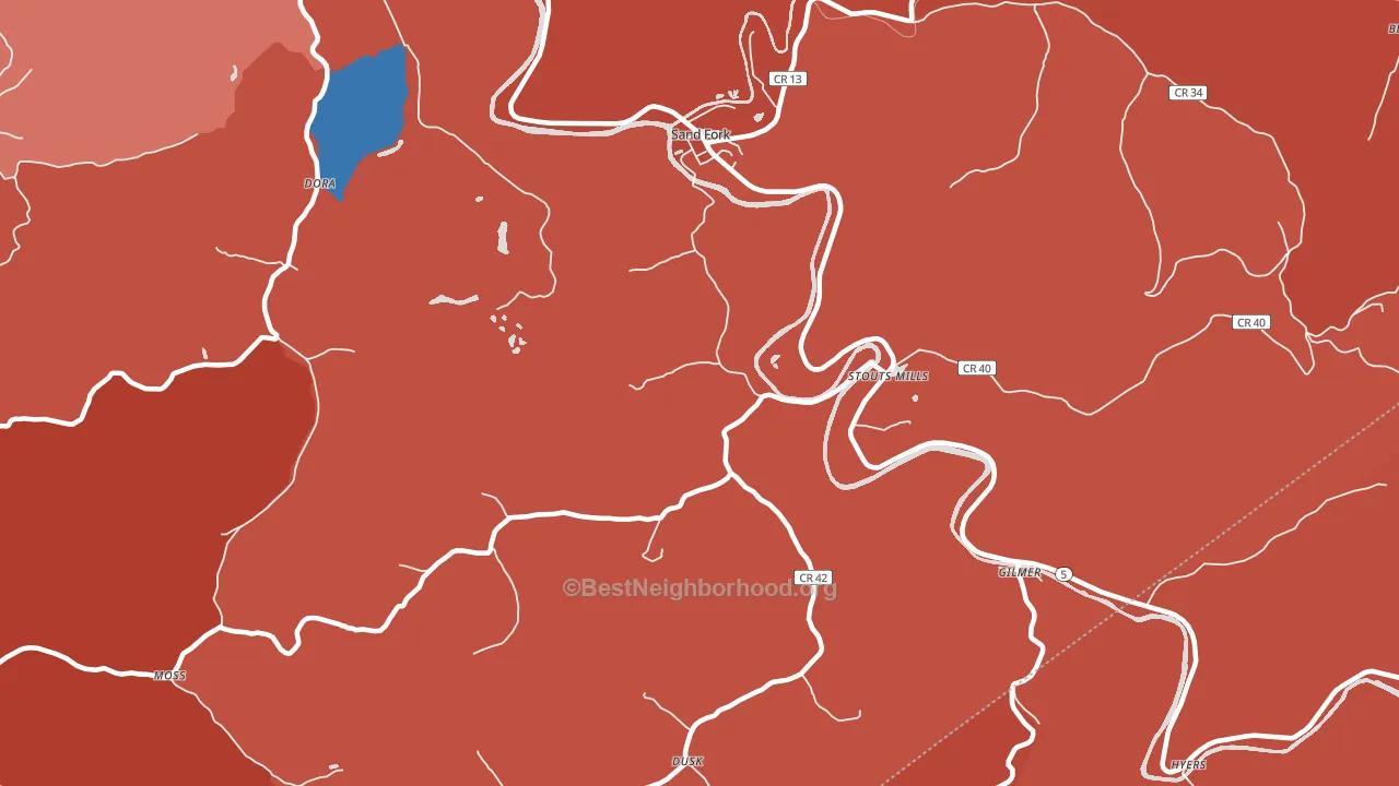 26430, WV block-group political-lean map