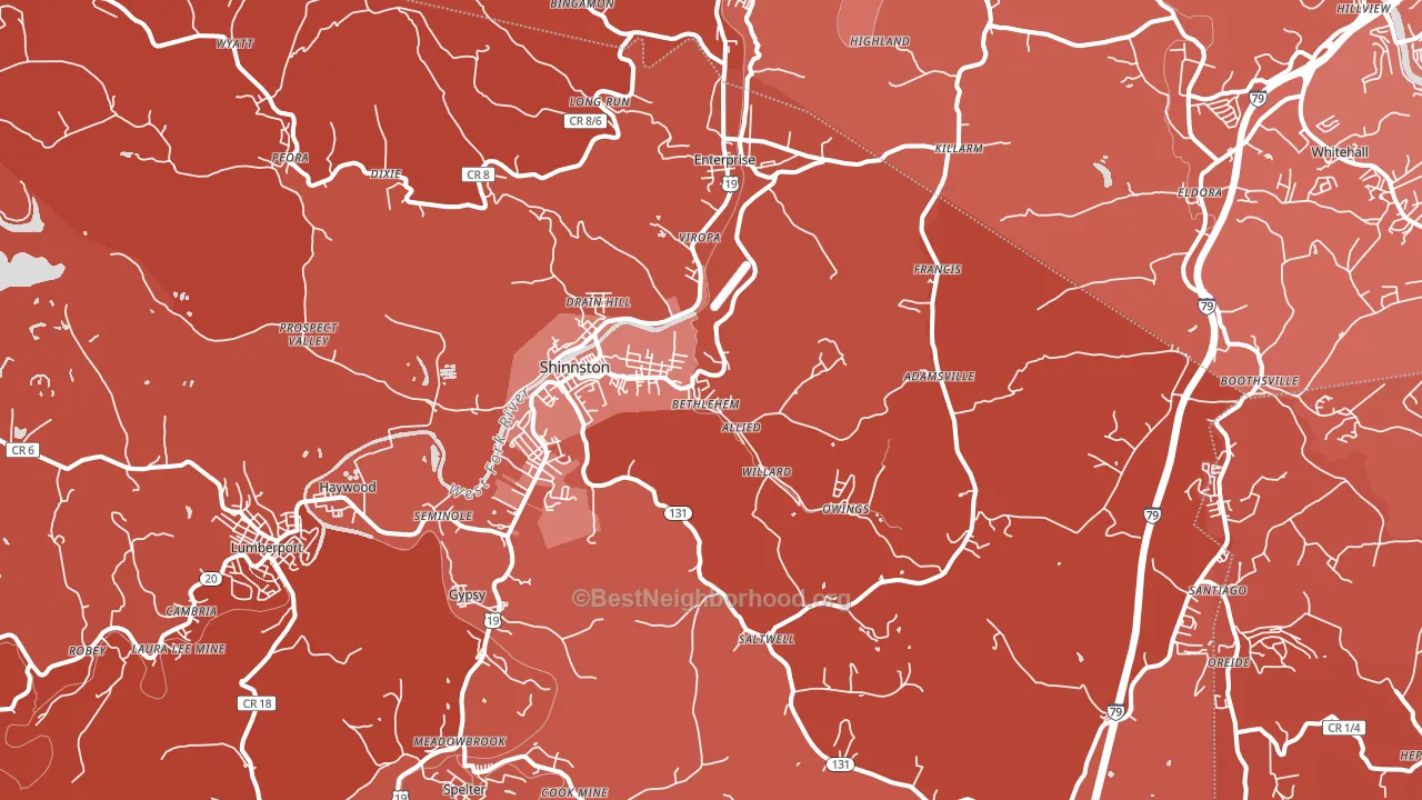 26431, WV block-group political-lean map