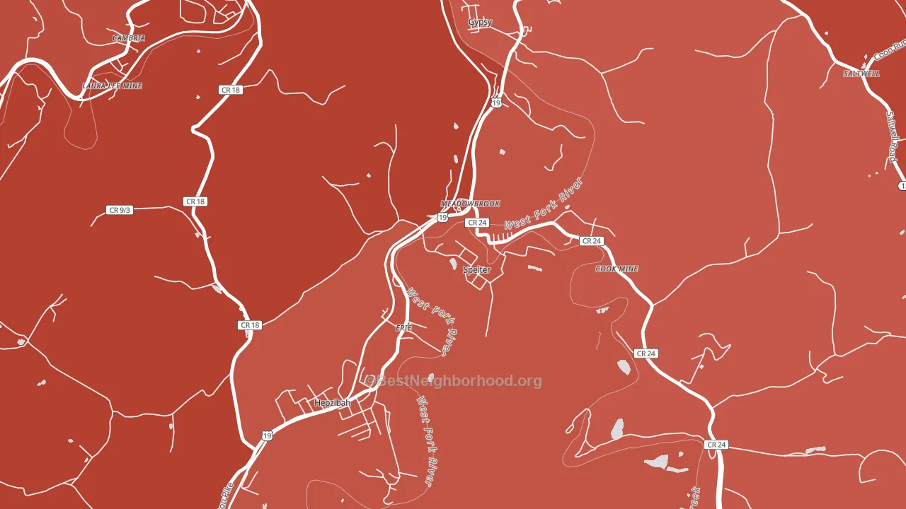 26438, WV block-group political-lean map