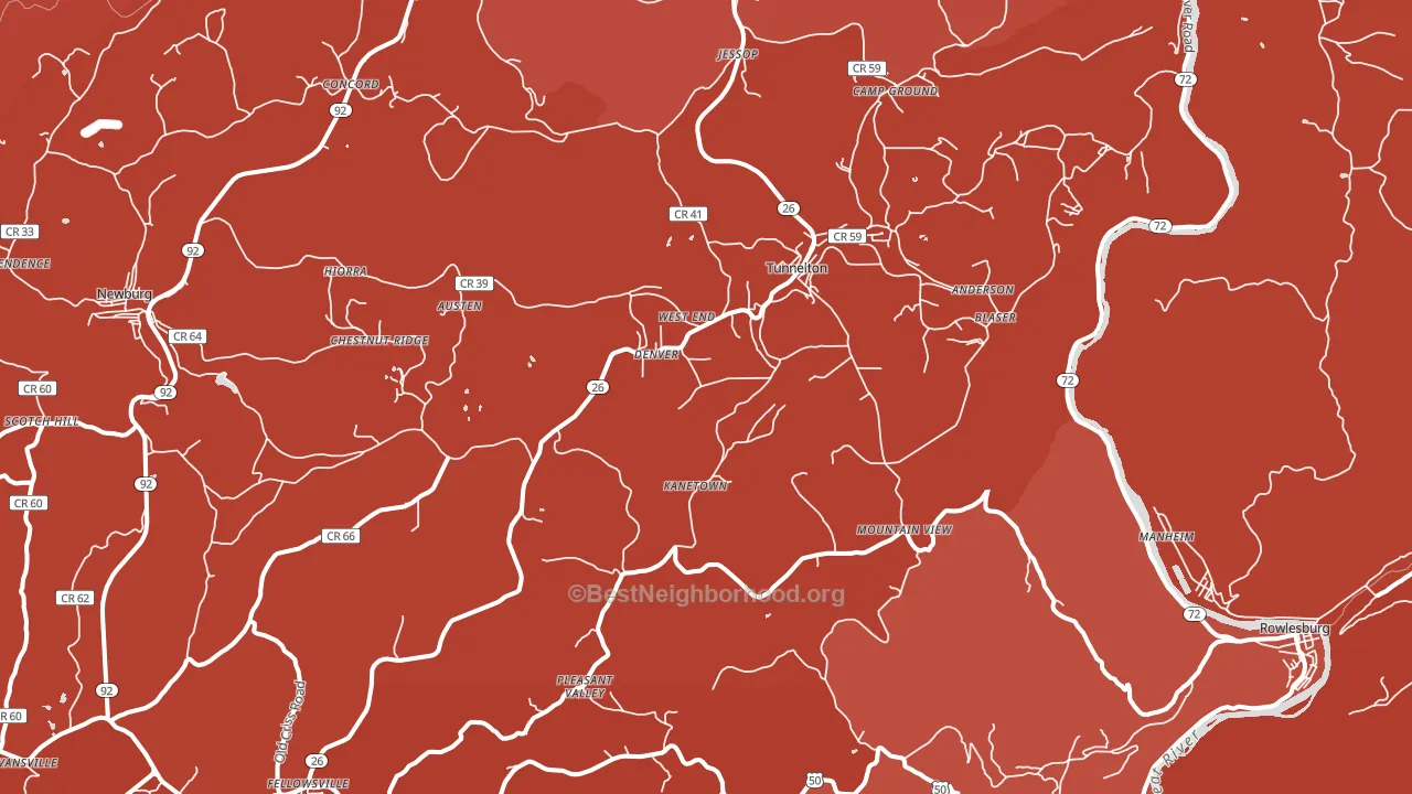 26444, WV block-group political-lean map