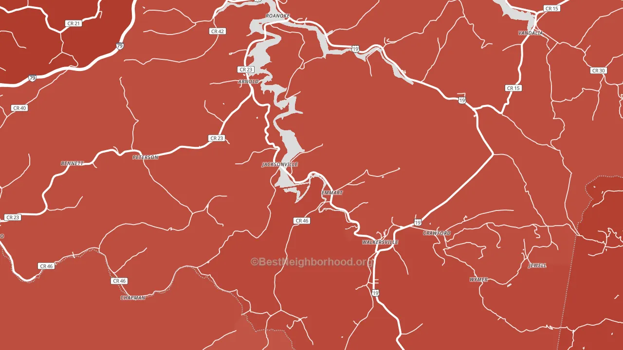 26447, WV block-group political-lean map