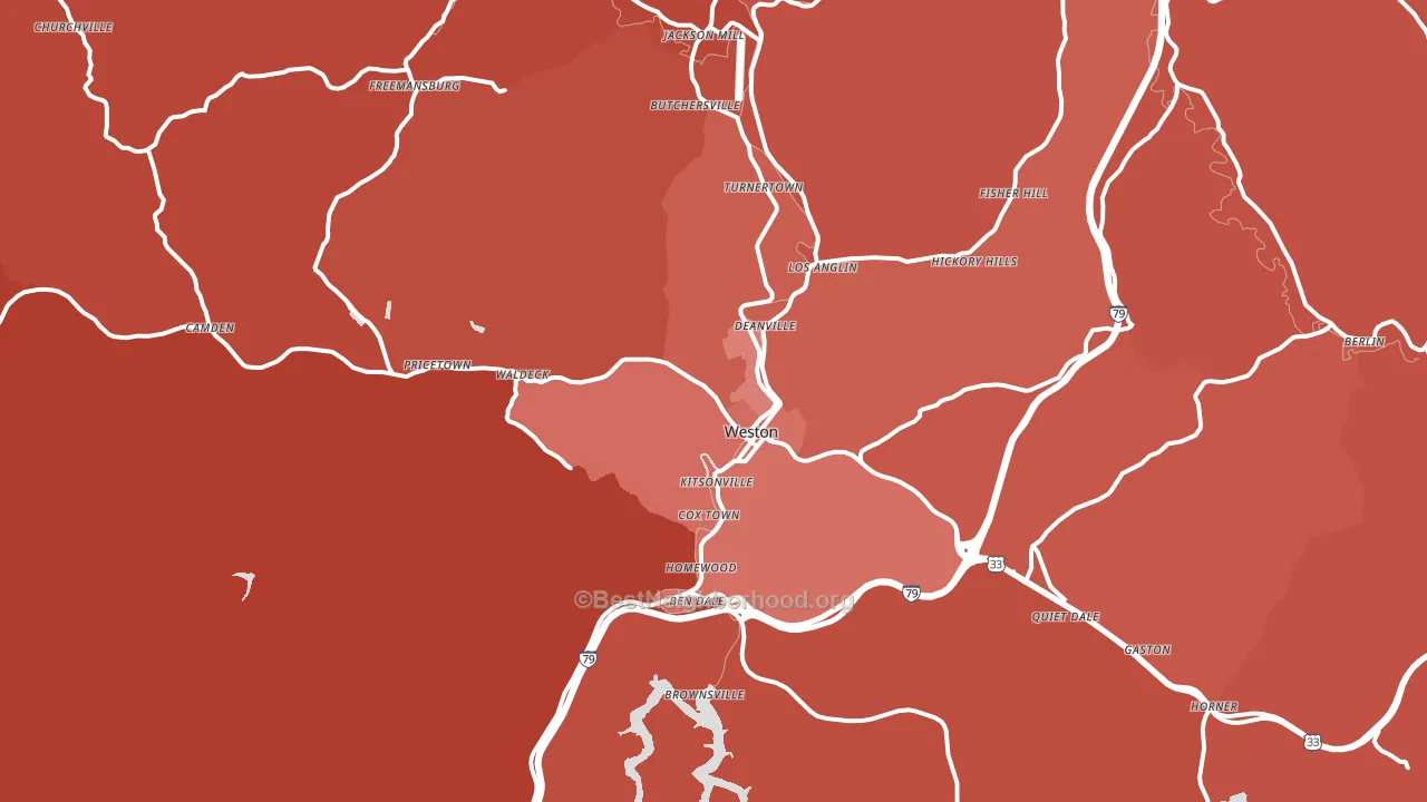 26452, WV block-group political-lean map