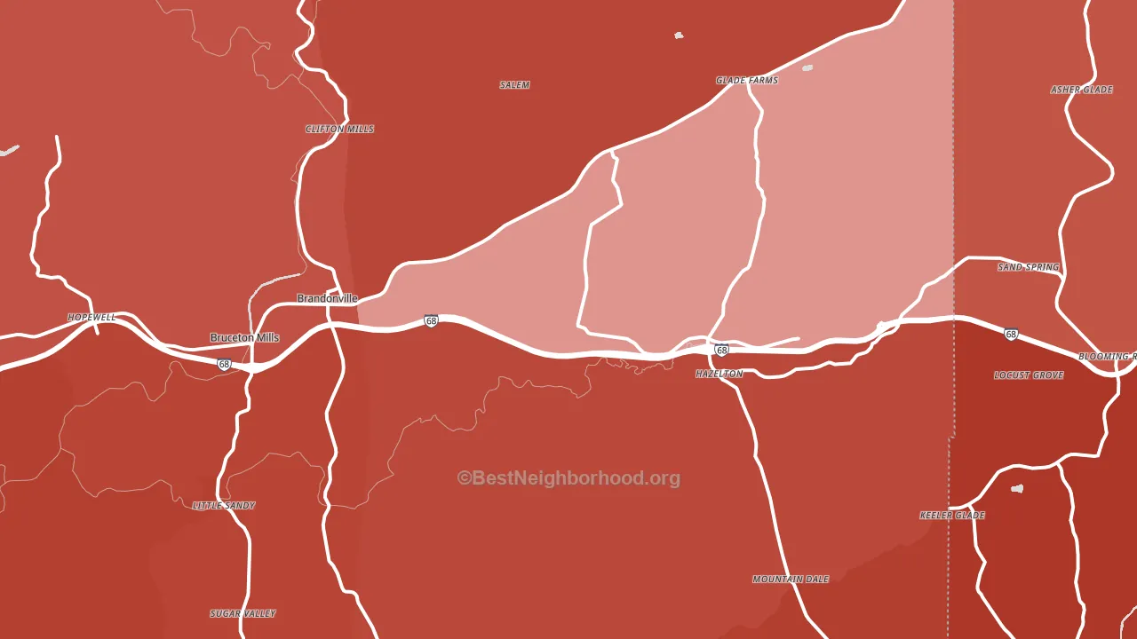 26525, WV block-group political-lean map