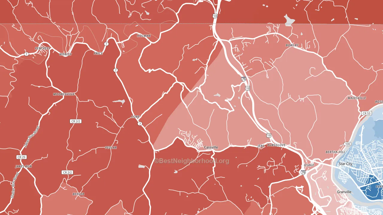 26541, WV block-group political-lean map