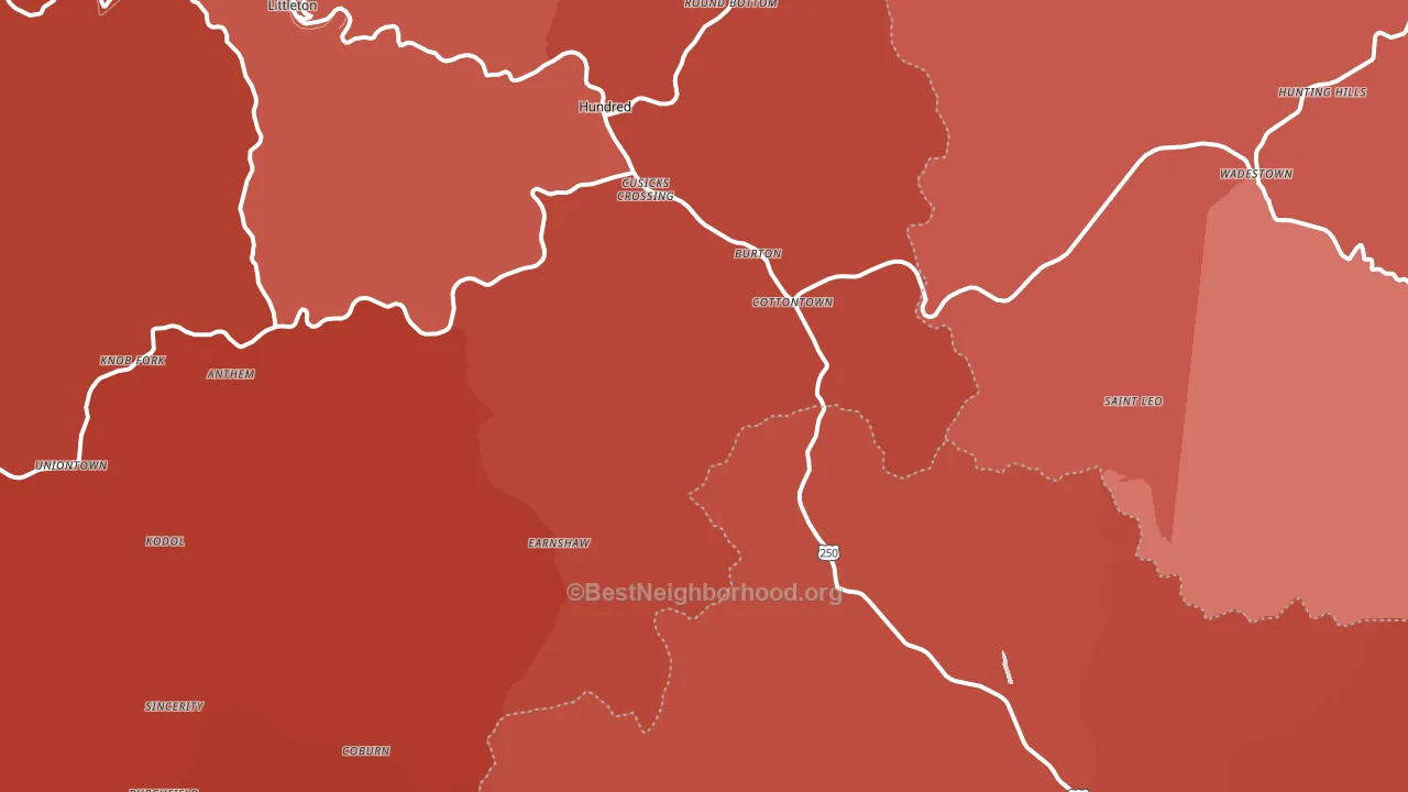 26562, WV block-group political-lean map