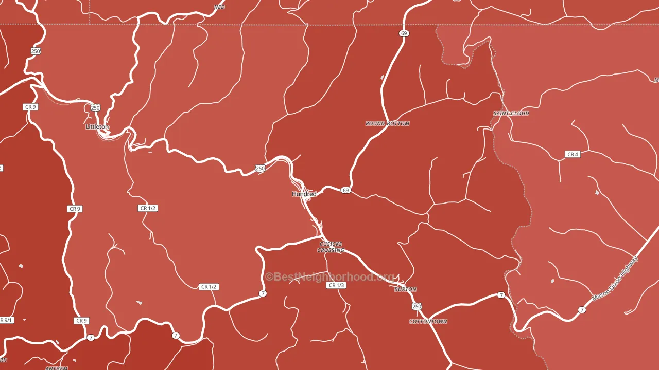 26575, WV block-group political-lean map