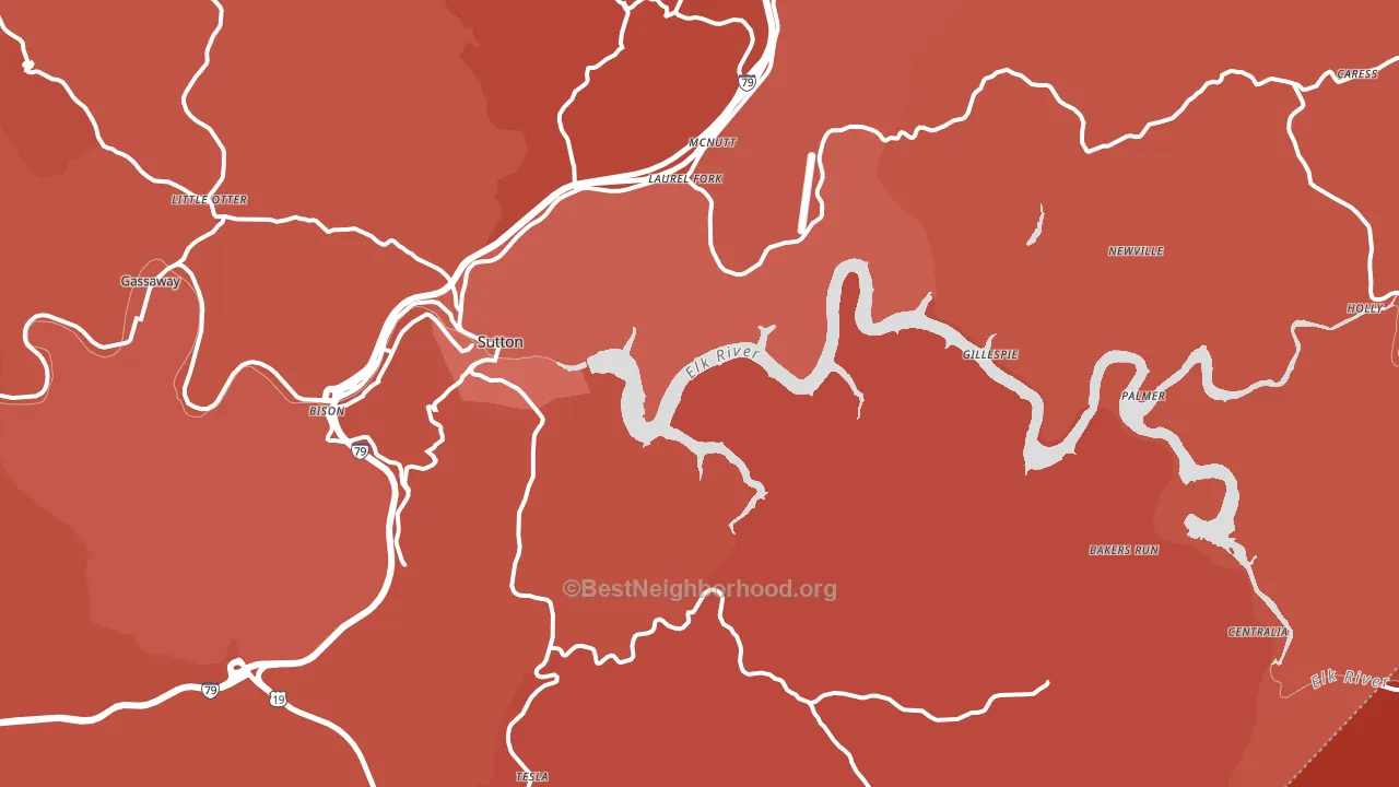 26601, WV block-group political-lean map