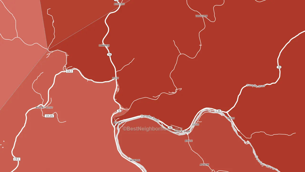 26656, WV block-group political-lean map