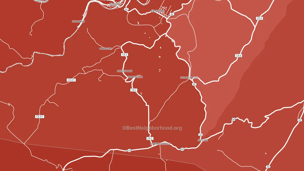 26717, WV block-group political-lean map
