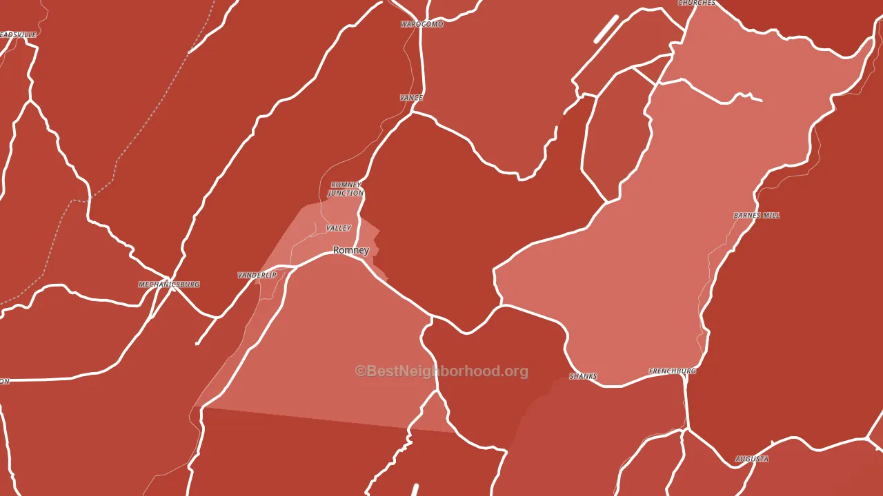 26757, WV block-group political-lean map