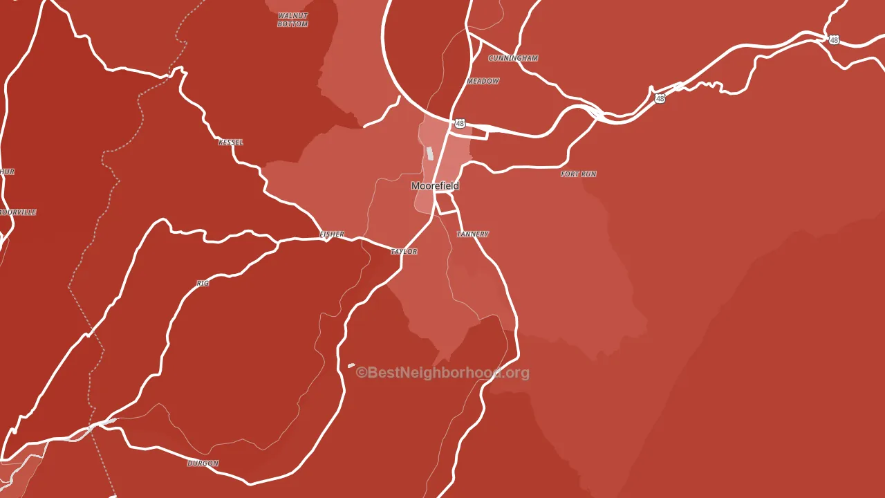 26836, WV block-group political-lean map