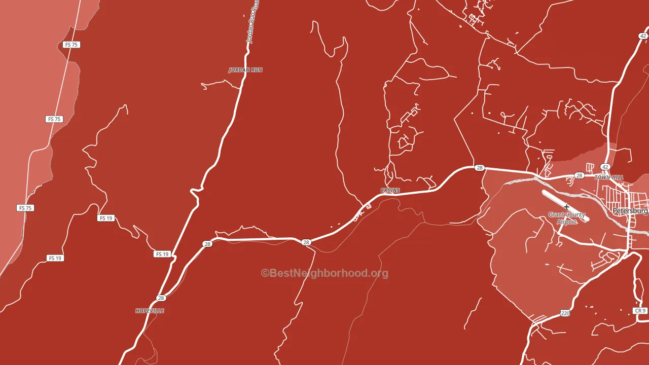 26855, WV block-group political-lean map