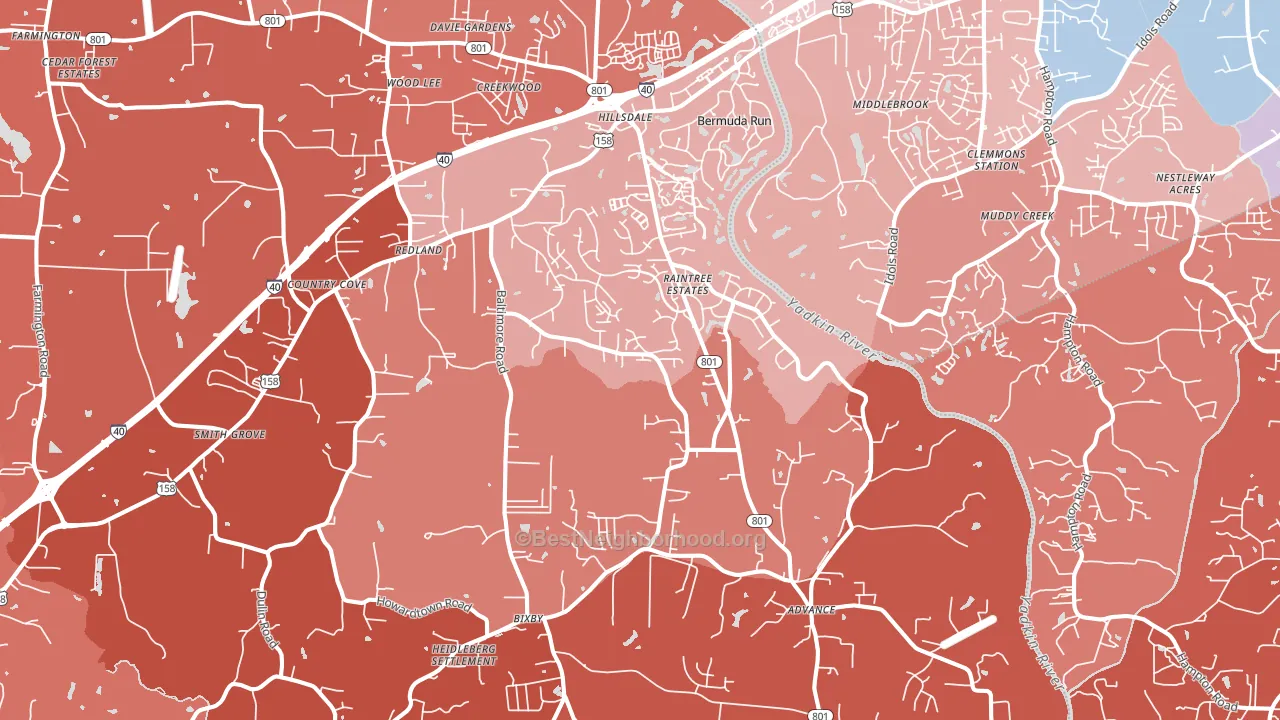 27006, NC block-group political-lean map