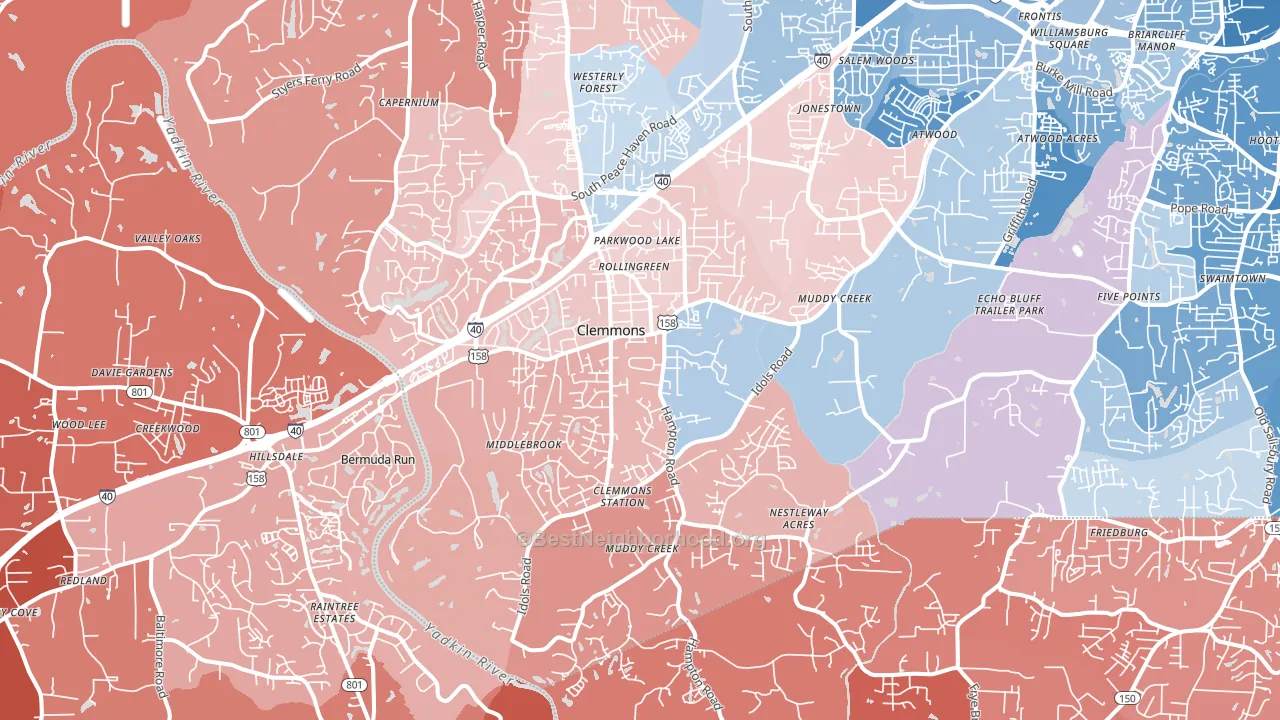 27012, NC block-group political-lean map