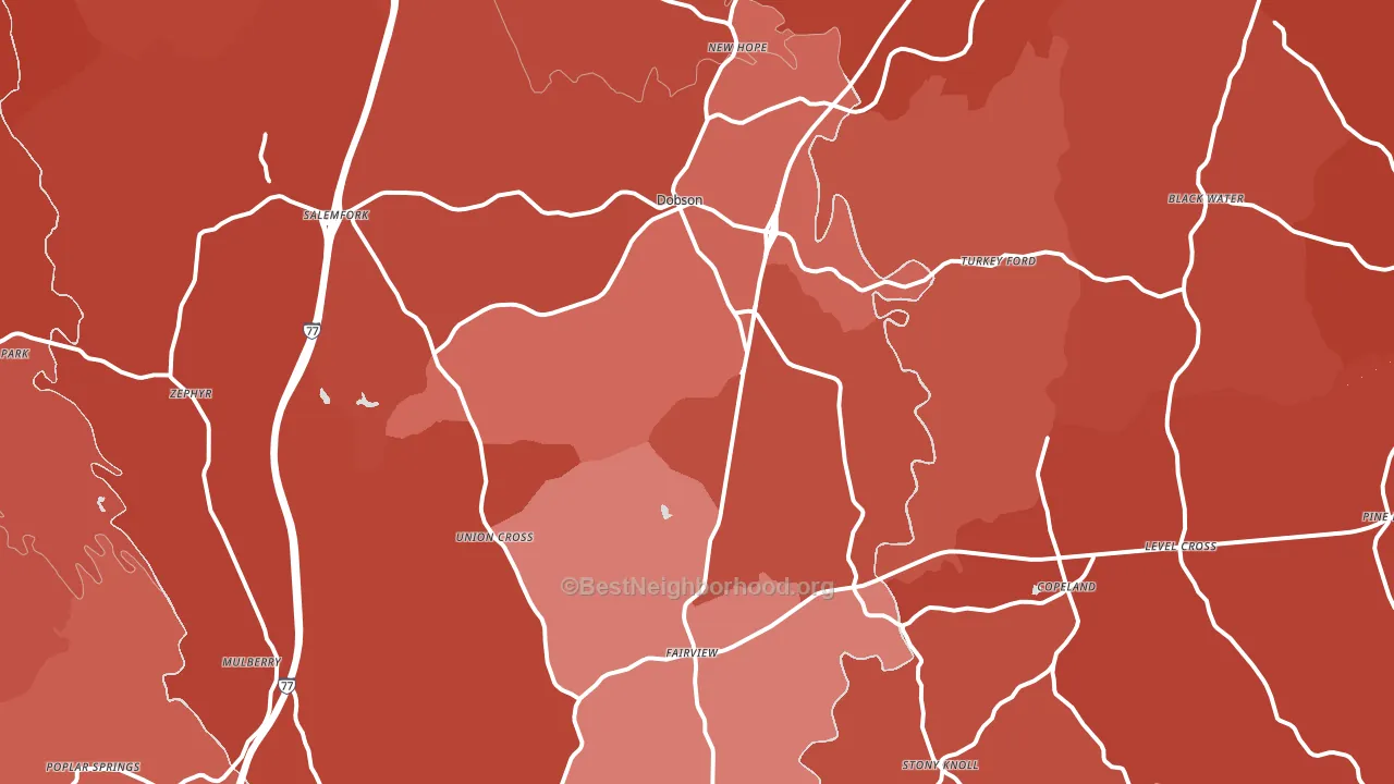 27017, NC block-group political-lean map