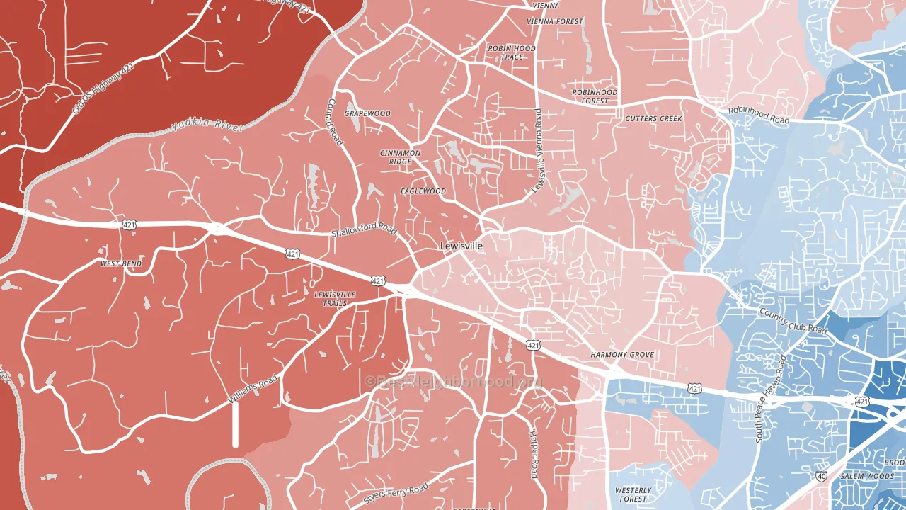 27023, NC block-group political-lean map