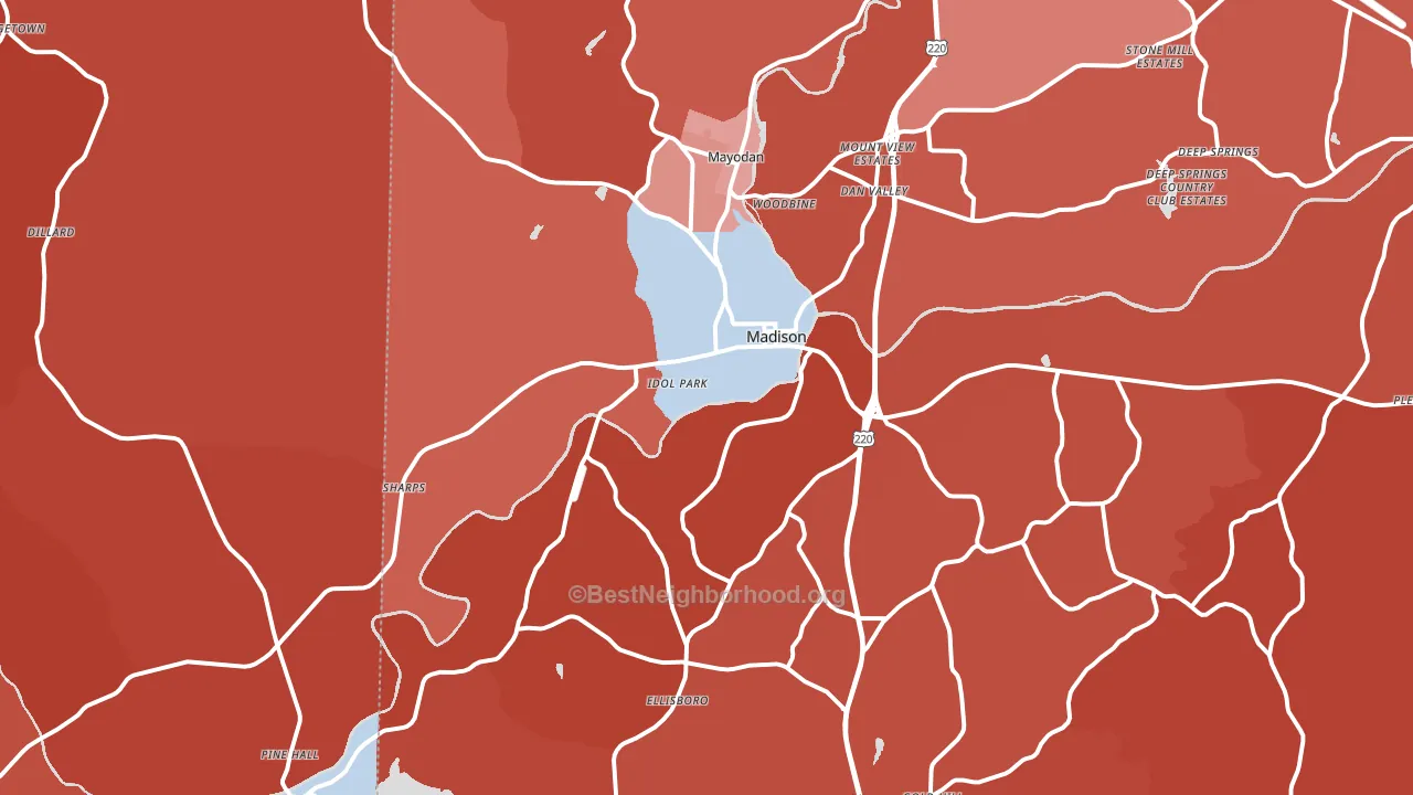 27025, NC block-group political-lean map