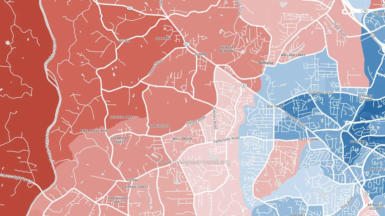27040, NC block-group political-lean map